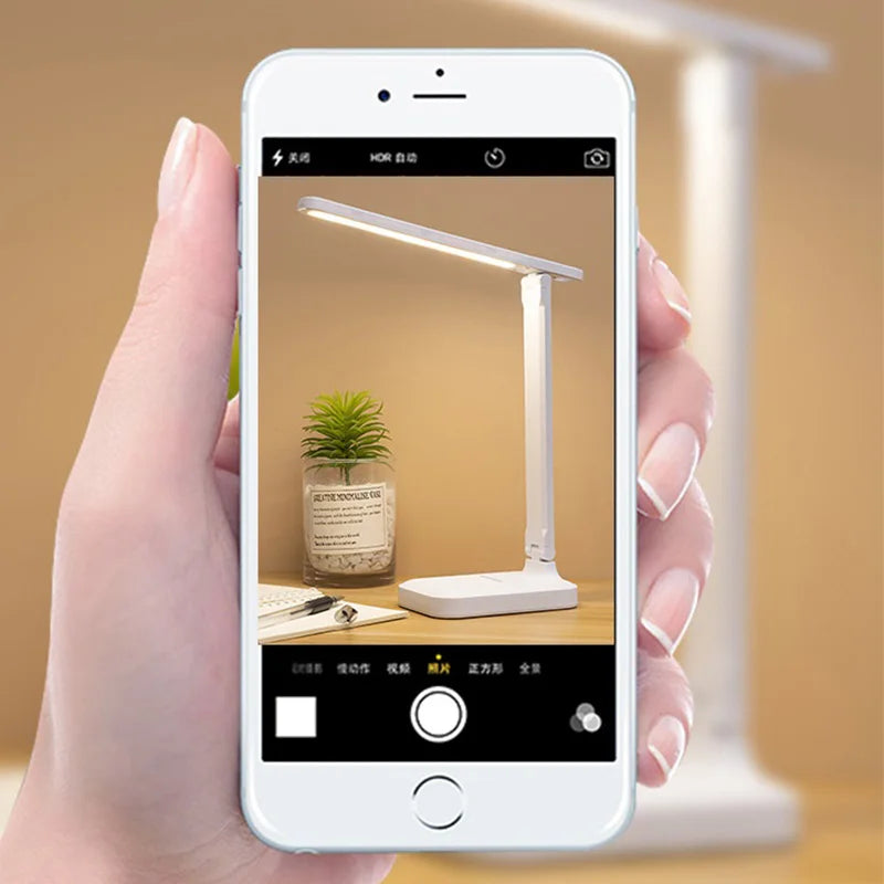Folding Table Lamp - USB Touch Dimmable LED Desk Lamp for Student Dormitory, Eye Protection Night Light for Bedroom